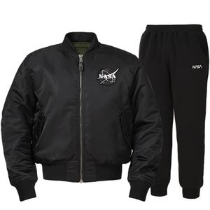 NASA 나사 남녀공용 양면 항공패딩점퍼+면 조거팬츠 상하세트 [블랙]