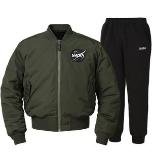 NASA 나사 남녀공용 양면 항공패딩점퍼+면 조거팬츠 상하세트 [카키+블랙]