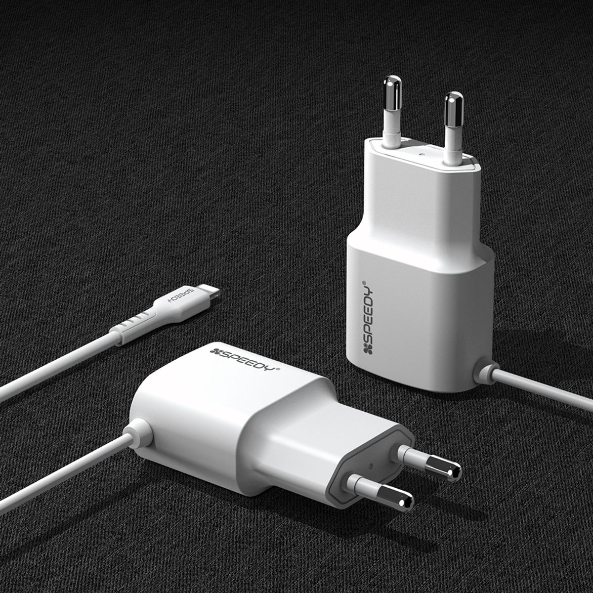 스피디(SPEEDY) 5V 2A 저속 USB 충전기 8핀 케이블 일체형 어댑터