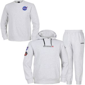 남녀공용 스탠다드 스웨트 와펜 후드티+조거팬츠+맨투맨 3종 세트 [멜란지화이트]