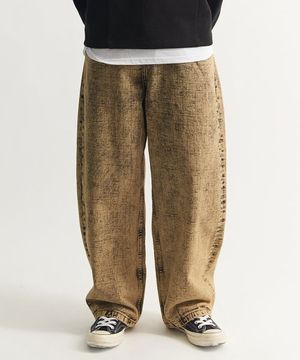 머스타드 옐로우 다잉 워시드 와이드 데님팬츠