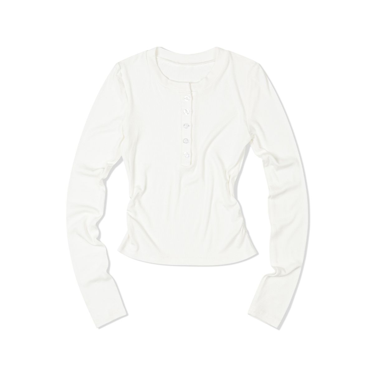 모아(MOAA) 헨리넥 사이드 셔링 롱 슬리브 (WHITE)