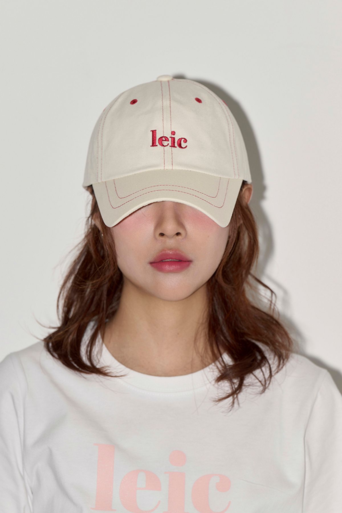 디어시스(Dearsis) LEIC LOGO STITCH BALL CAP (ivory)