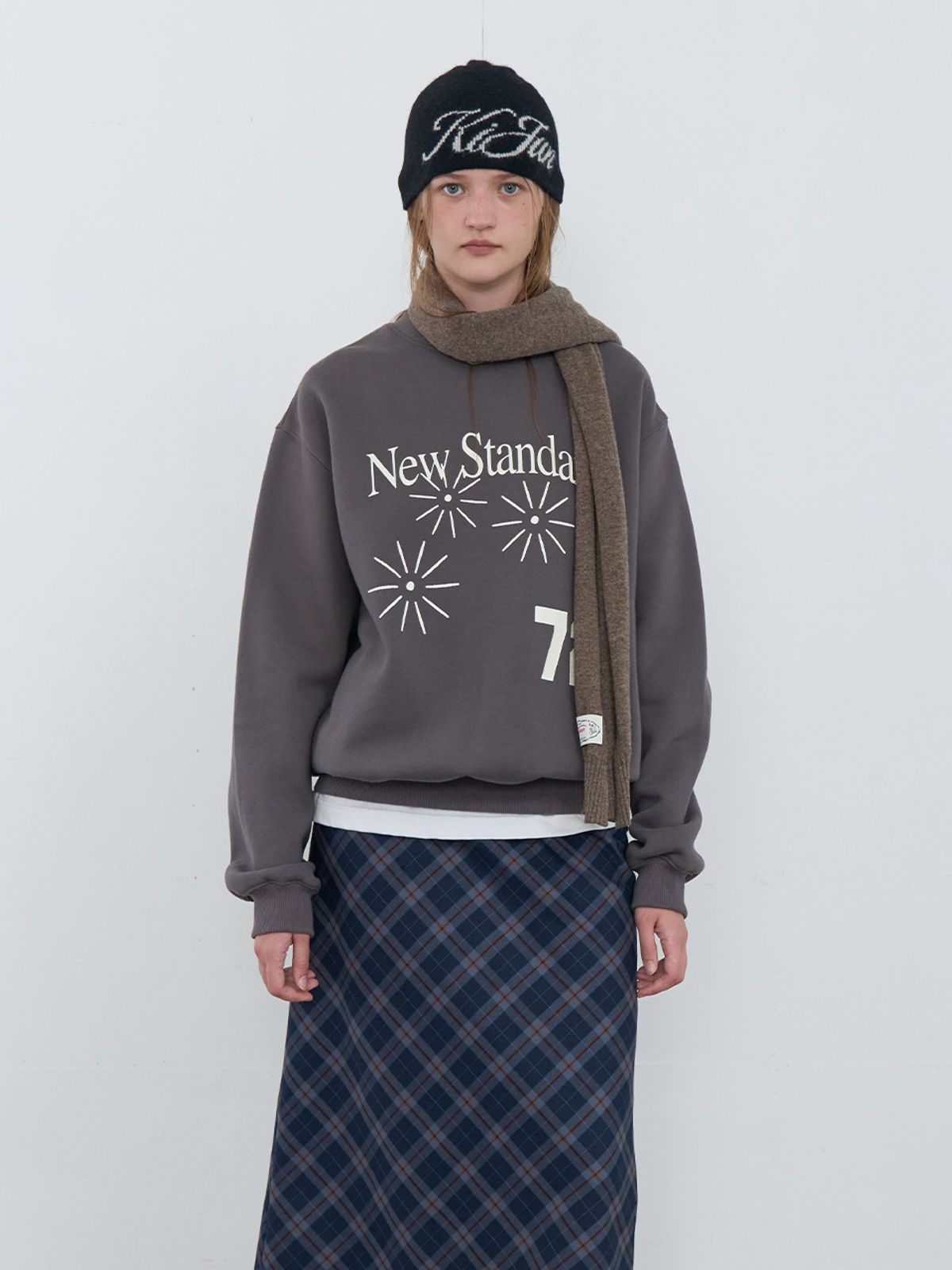 기준(KIJUN) Merino Wool Short Muffler Brown