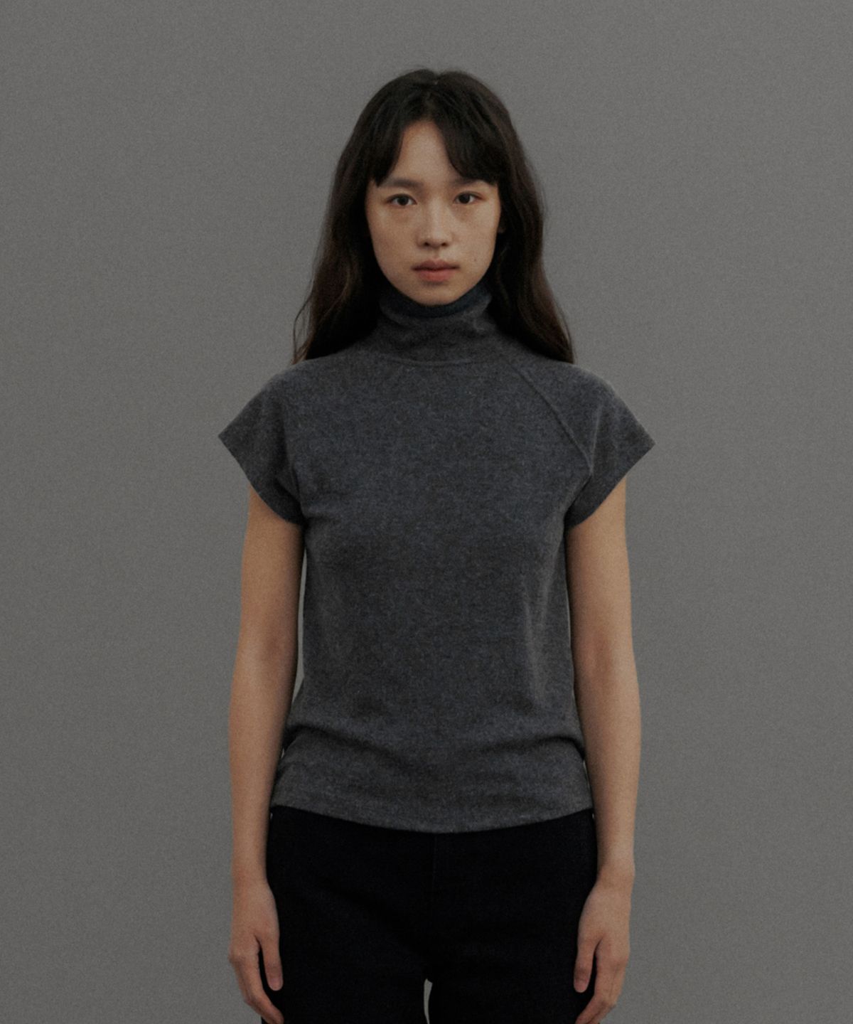 러브어스유(LOVEUSU) Butter Raglan Polar Short Sleeve T-Shirt (Cool Gray)