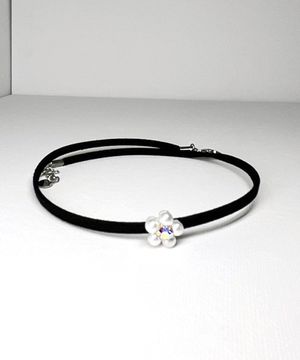 [여성용] 써지컬스틸 꽃모양진주쉐입 초커목걸이 / GHMN-442