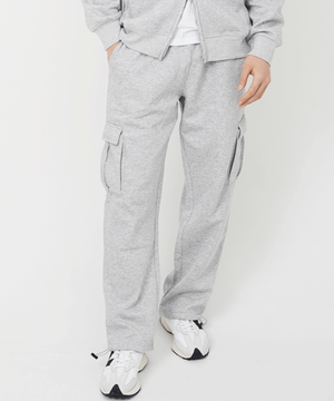 기모 카고 스트링 트레이닝 팬츠 자수로고 (그레이)