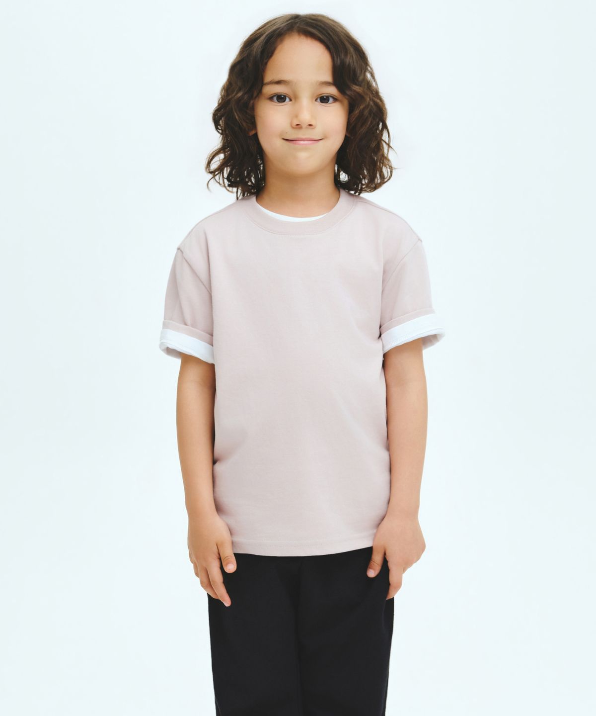 무신사 스탠다드 키즈(MUSINSA STANDARD KIDS) [쿨탠다드] 릴렉스드 크루 넥 티셔츠 [데저트 핑크]
