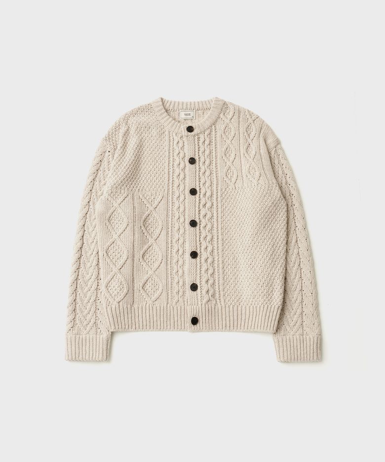 Grandma Cable Cardigan (Oatmeal)