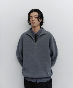 Volume Half Zip-up Knit (Pebble)