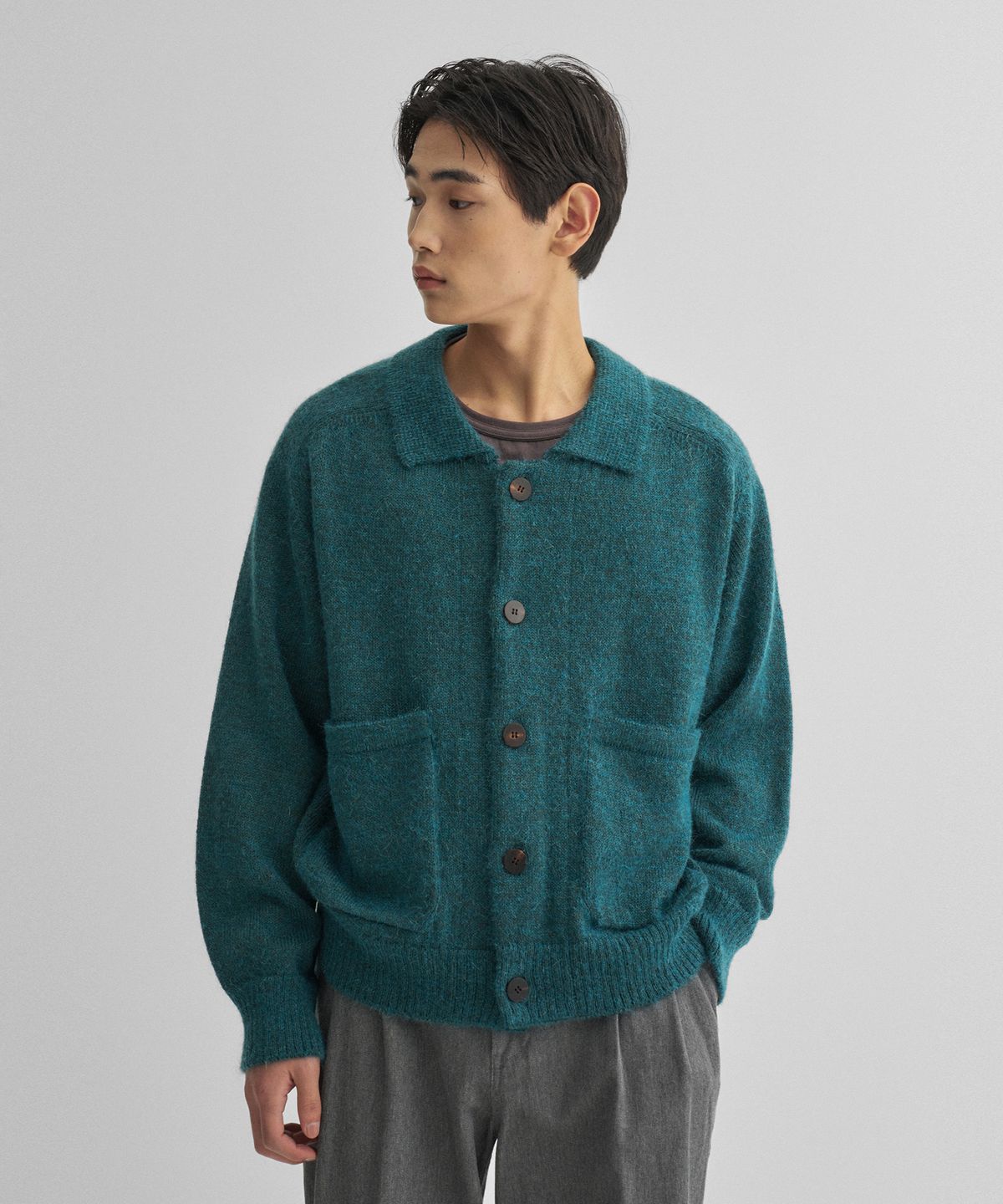 어나더 오피스(ANOTHER OFFICE) Kurt Mohair Cardigan (Peacock)