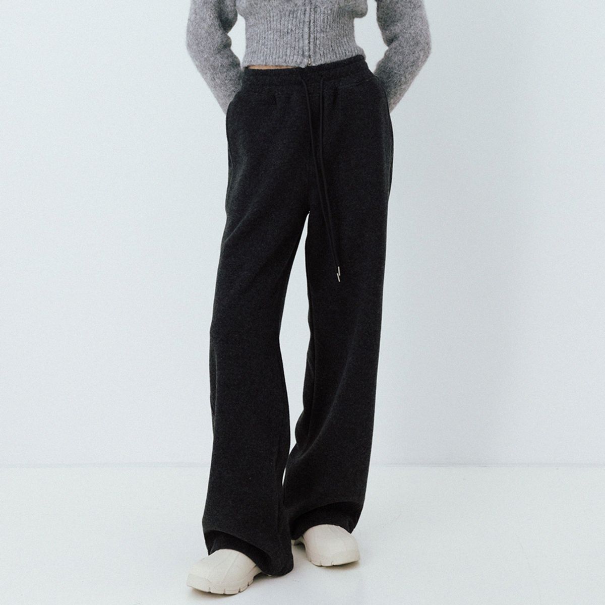 르(LE) wool banding pants (charcoal)
