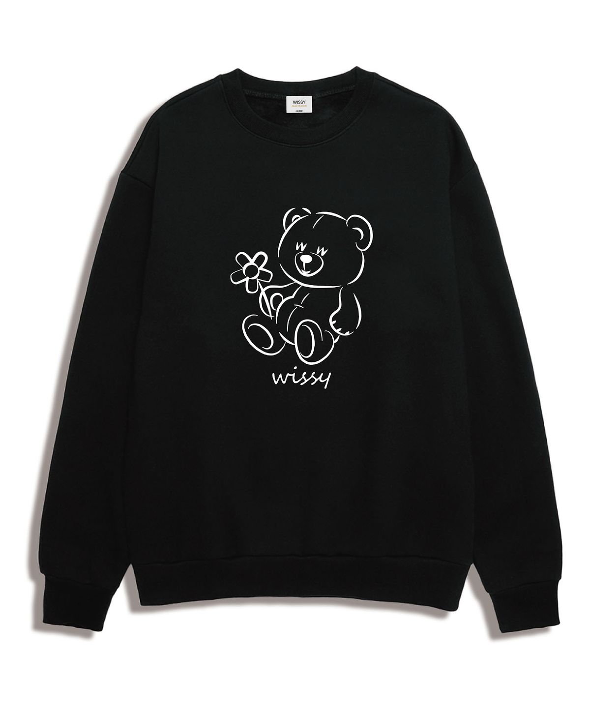 위씨(WISSY) FLOWER BEAR 오버핏 맨투맨 (WLS006) 블랙