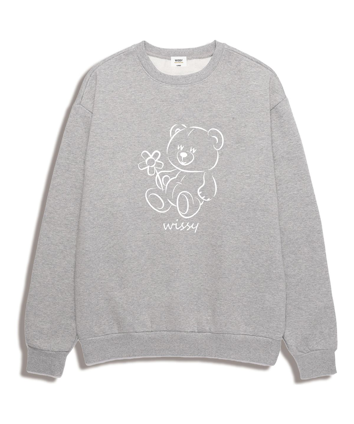 위씨(WISSY) FLOWER BEAR 오버핏 맨투맨 (WLS006) 멜란지그레이
