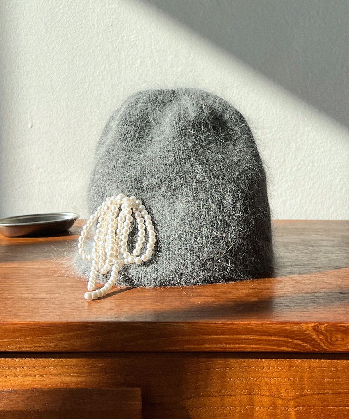 로라로라(ROLAROLA) RIBBON ANGORA BEANIE GRAY