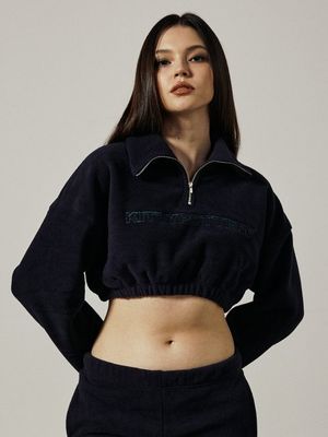 BOA EMBO CROP TOP [NAVY]