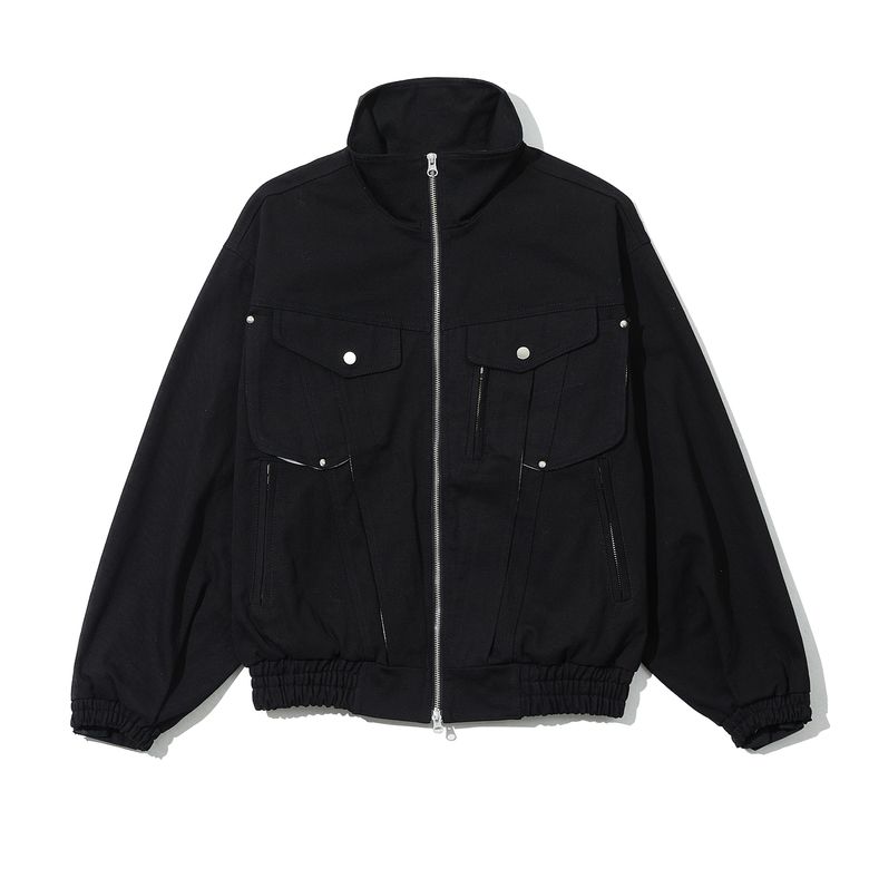 HEAVY COTTON HIDDEN DETAIL 2-WAY JACKET BLACK