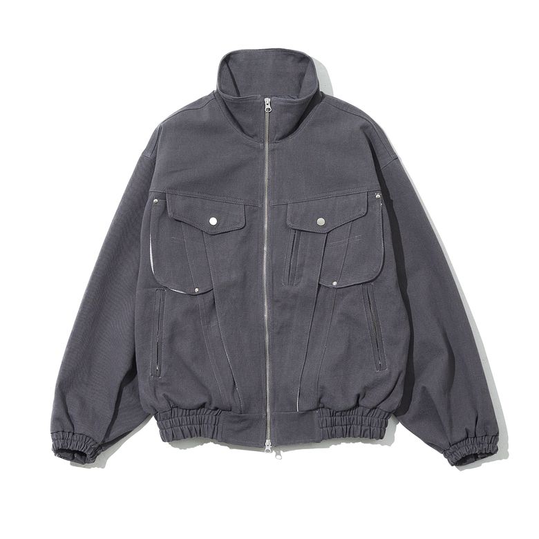 HEAVY COTTON HIDDEN DETAIL 2-WAY JACKET GREY