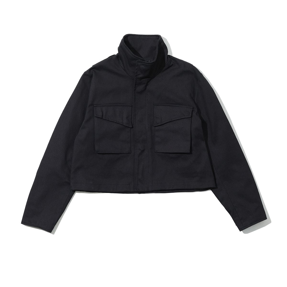 샴페인 블랭크 에스테틱(CHAMPAGNE BLANK AESTHETIC) HEAVY COTTON POST POCKET CROP JACKET BLACK