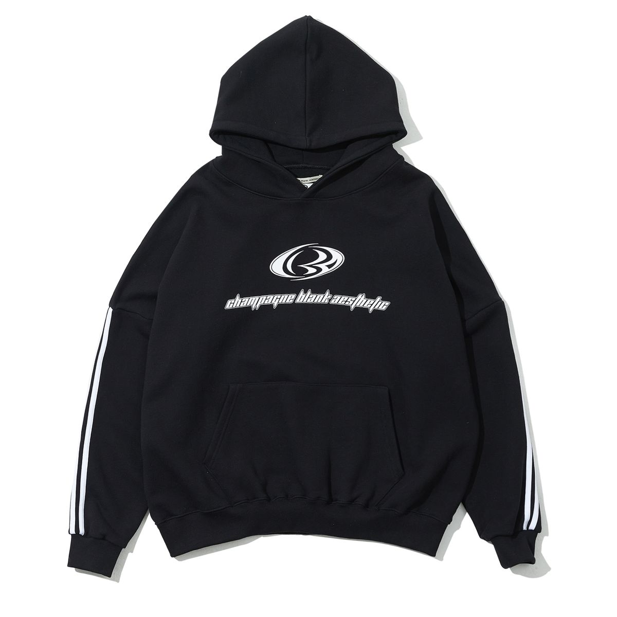 샴페인 블랭크 에스테틱(CHAMPAGNE BLANK AESTHETIC) LINE HOODIE BLACK