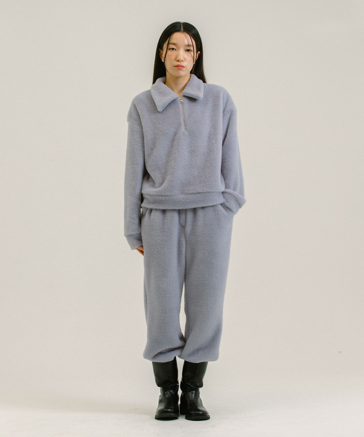 네벨에브리웨어(NEBELEVERYWEAR) Fur Banding Pants_Light Blue