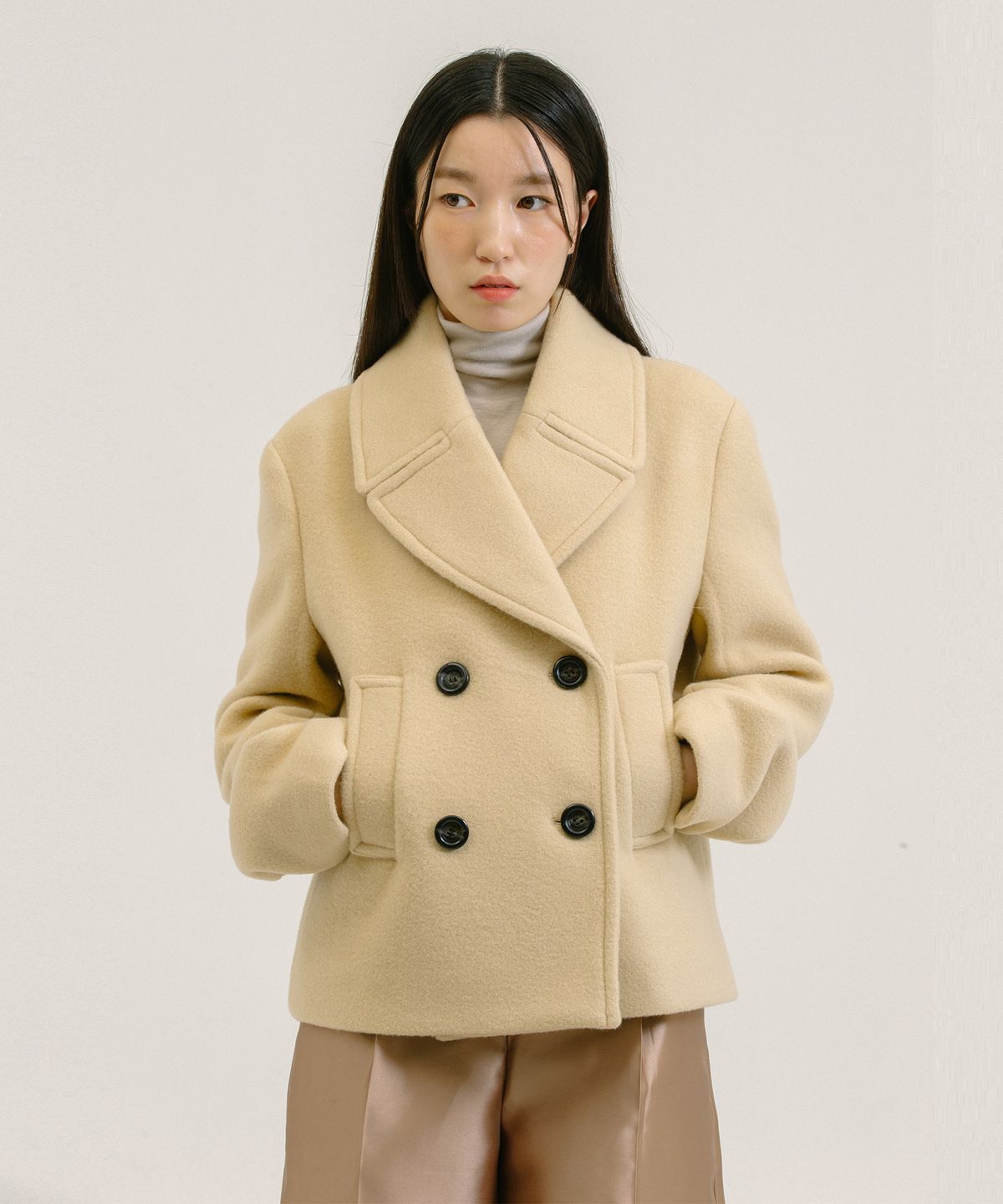 네벨에브리웨어(NEBELEVERYWEAR) Merino Wool Double Coat_Beige