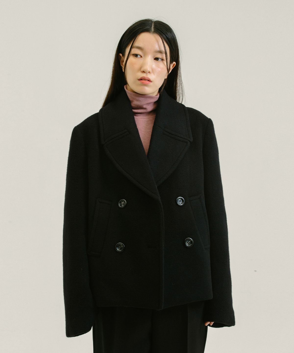 네벨에브리웨어(NEBELEVERYWEAR) Merino Wool Double Coat_Black