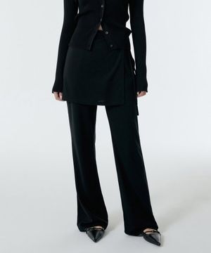 우먼즈 스커트 레이어드 저지 팬츠 [블랙]