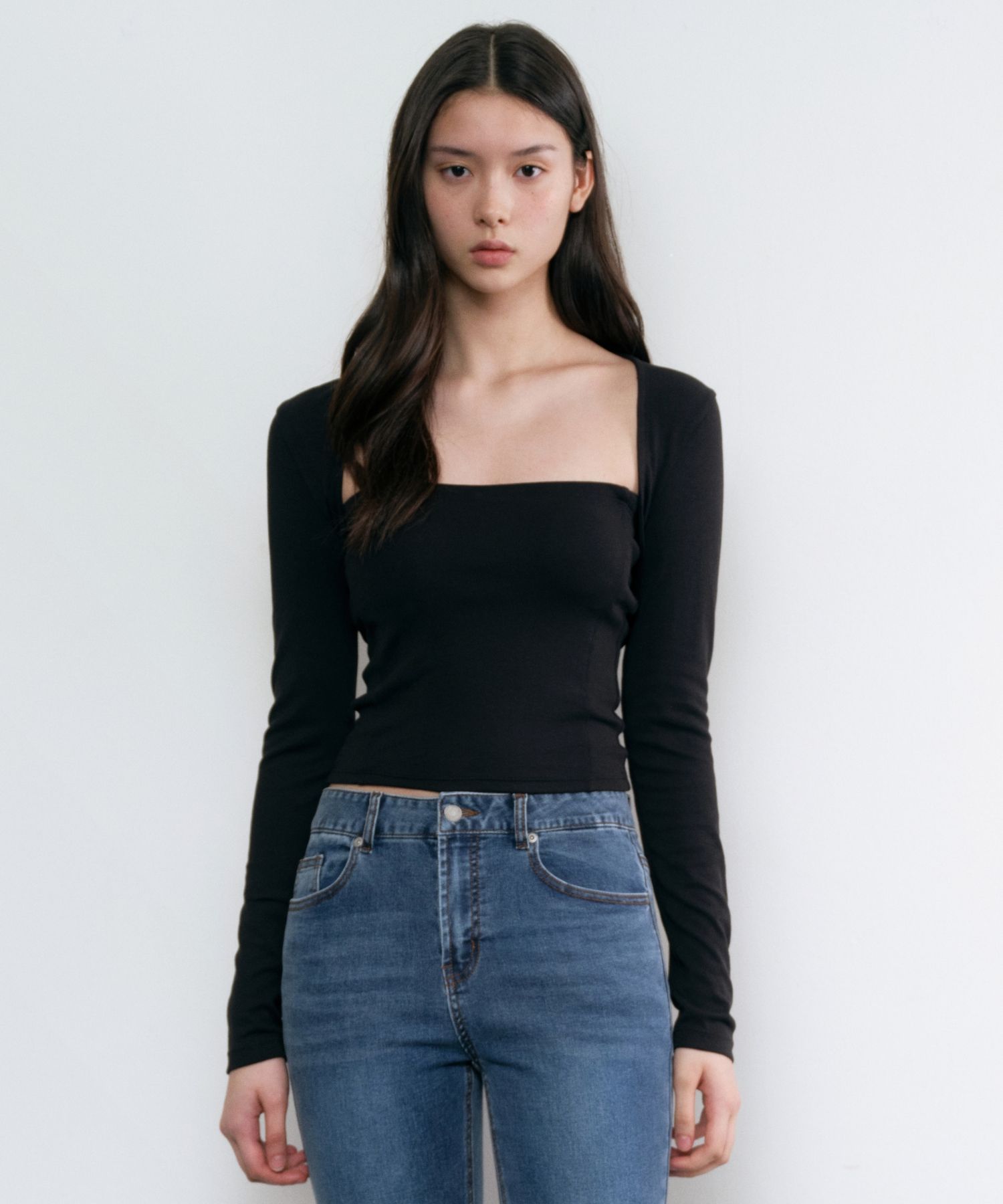 トップス MUKASA Volume sleeve bolero Women Lace Trim 2 Piece Set Sexy Tube Tops with Long Sleeve