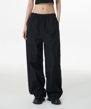우먼즈 나일론 와이드 스트링 팬츠 [블랙]