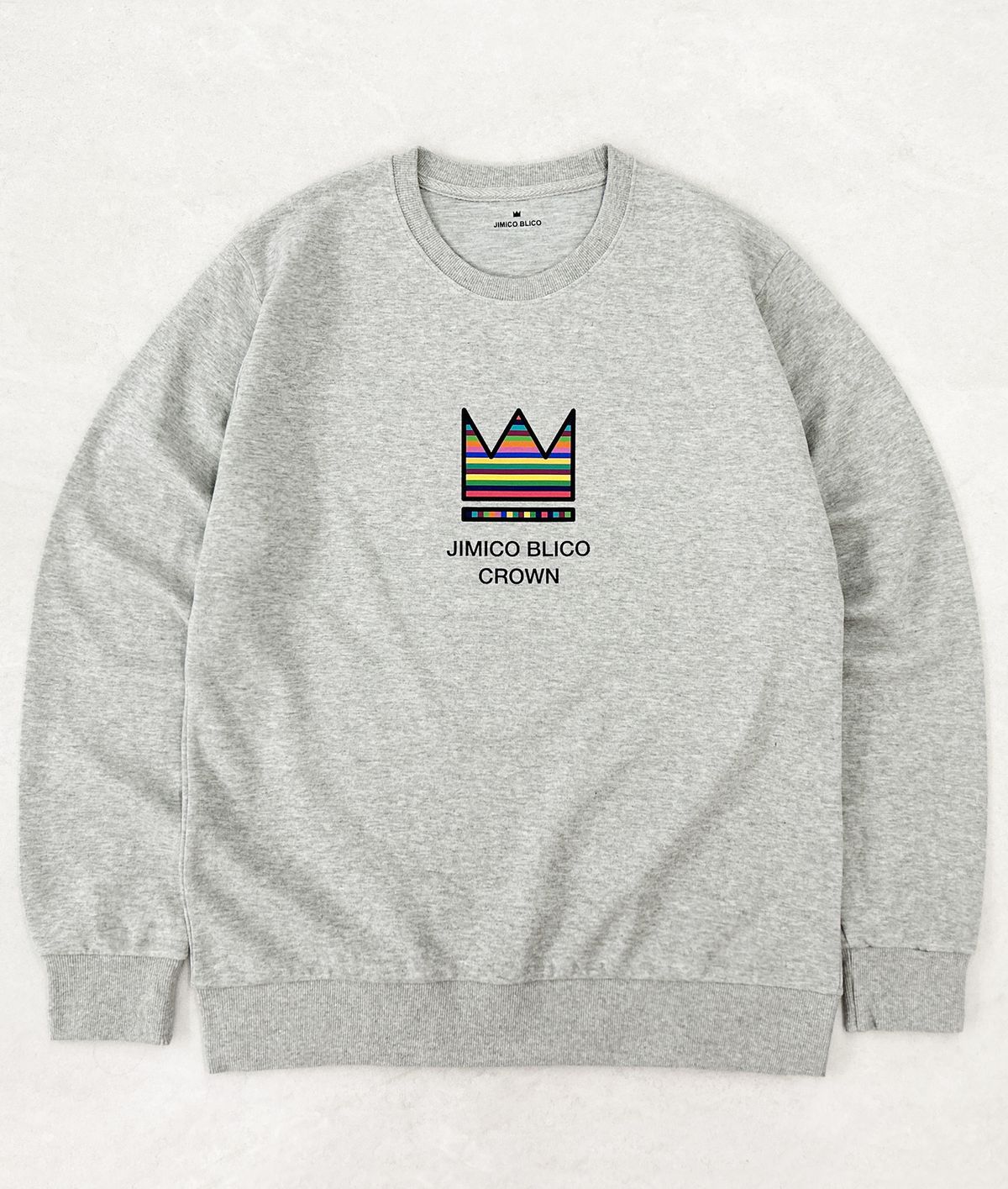 지미코 브리코(JIMIKO BLICO) JK crown rainbow gray mtm 레인보우 크라운 그레이맨투맨