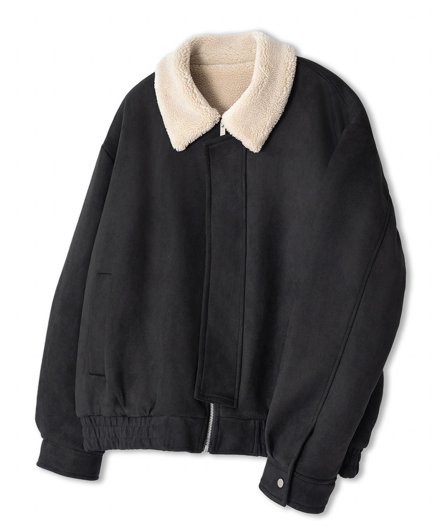 MUSINSA公式 | UNDEROFF Aviator Suede Mustang Jumper Jacket Black
