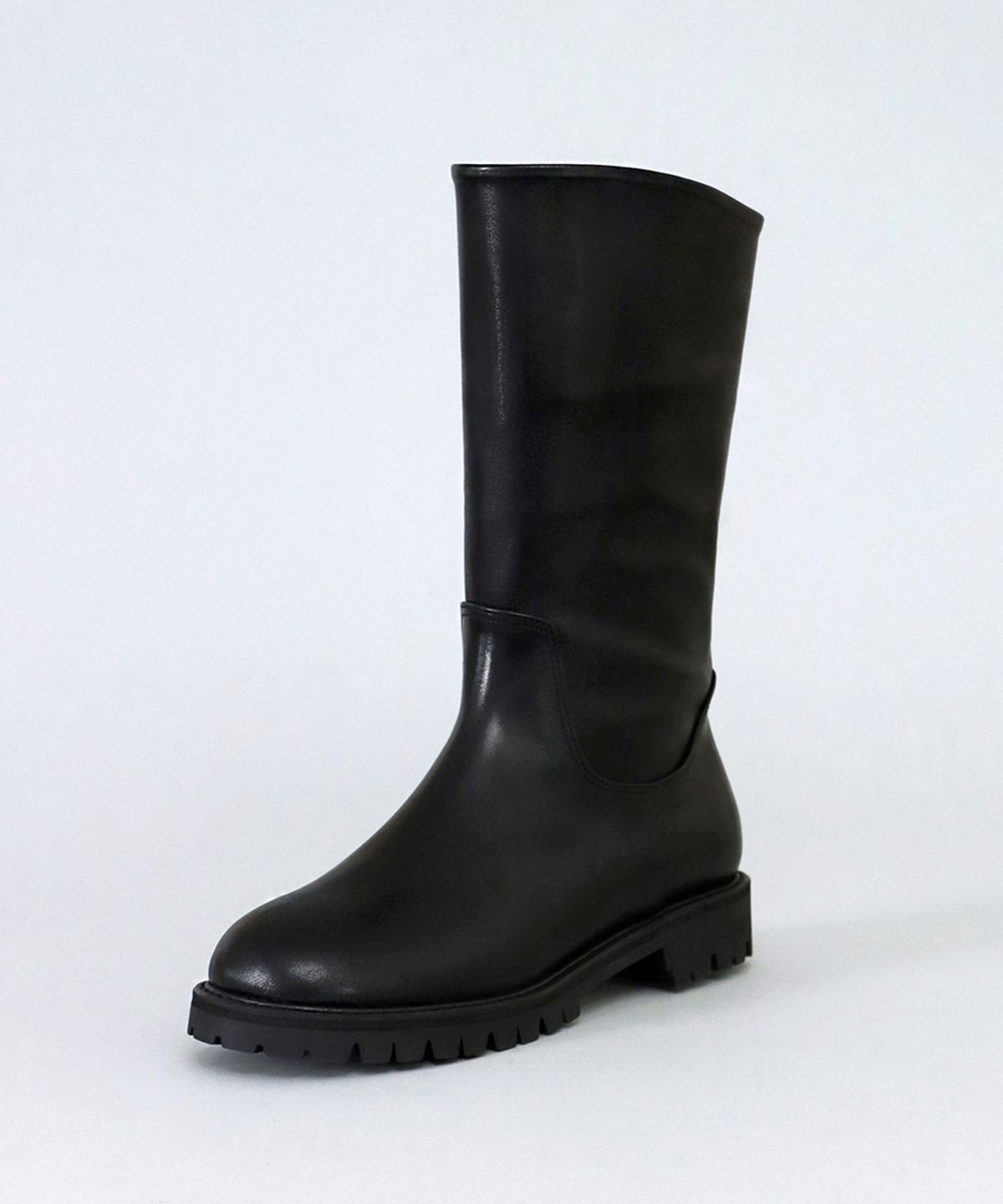 흰(HEENN) Chunky Sole Mid Calf Boots . Black
