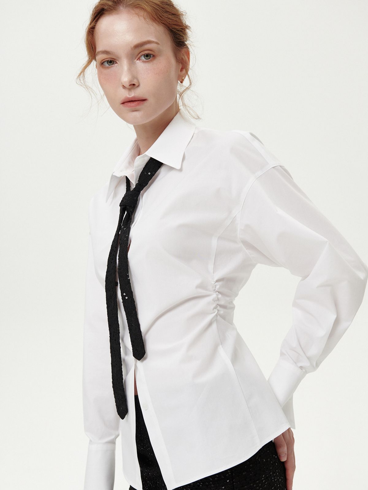 오앨(OUEL) LACE UP SHIRT_WHITE