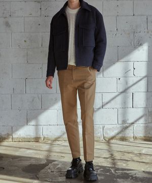 스트레이트 레그 슬랙스 [베이지]