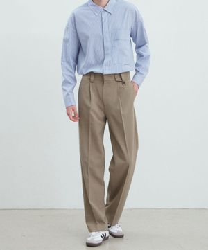 와이드 턱 슬랙스 [베이지]