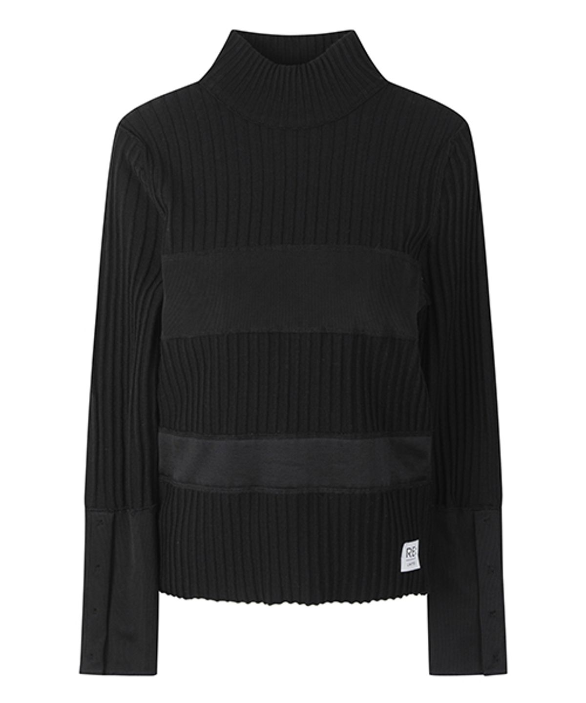 래코드(RECODE) Fabric Patch Work Knit Top_RQWAA23507BKX
