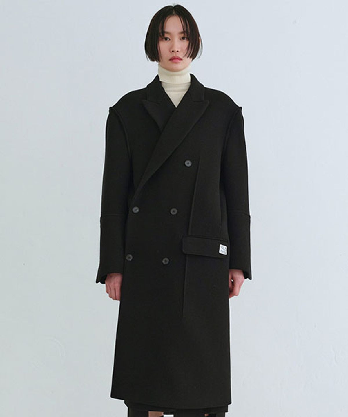 래코드(RECODE) Oversized Two way Double Coat_RQCAW23530BKX
