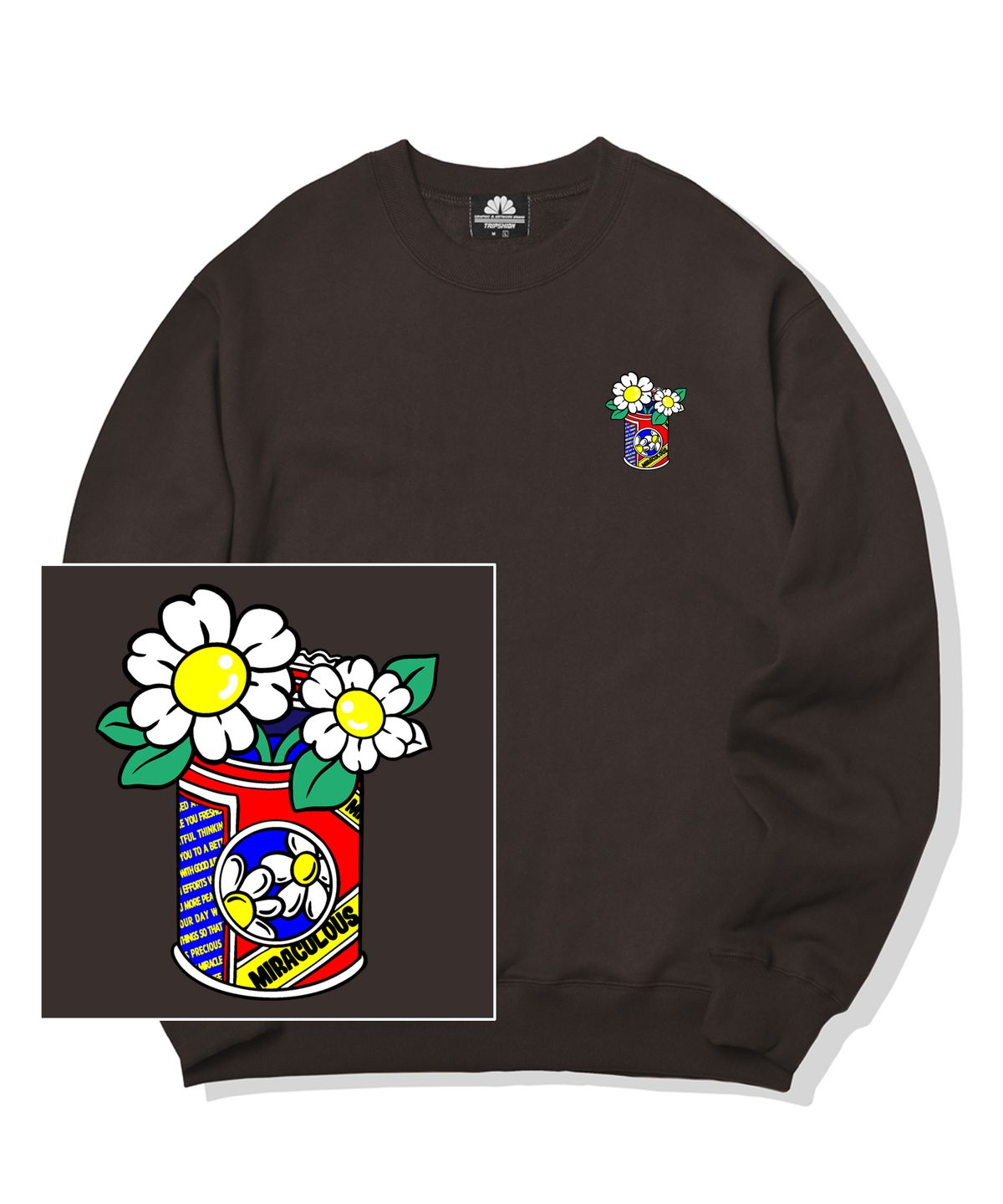 트립션(TRIPSHION) DAISY CAN VASE LOGO 크루넥 - 브라운