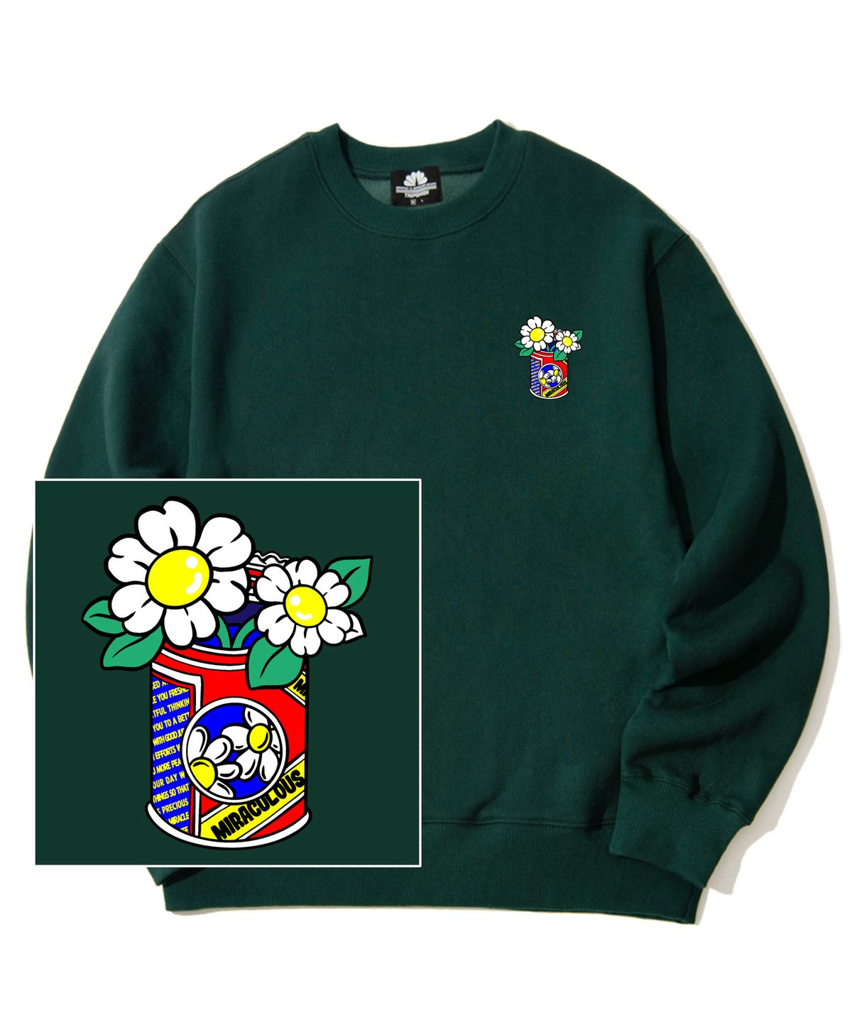 트립션(TRIPSHION) DAISY CAN VASE LOGO 크루넥 - 그린