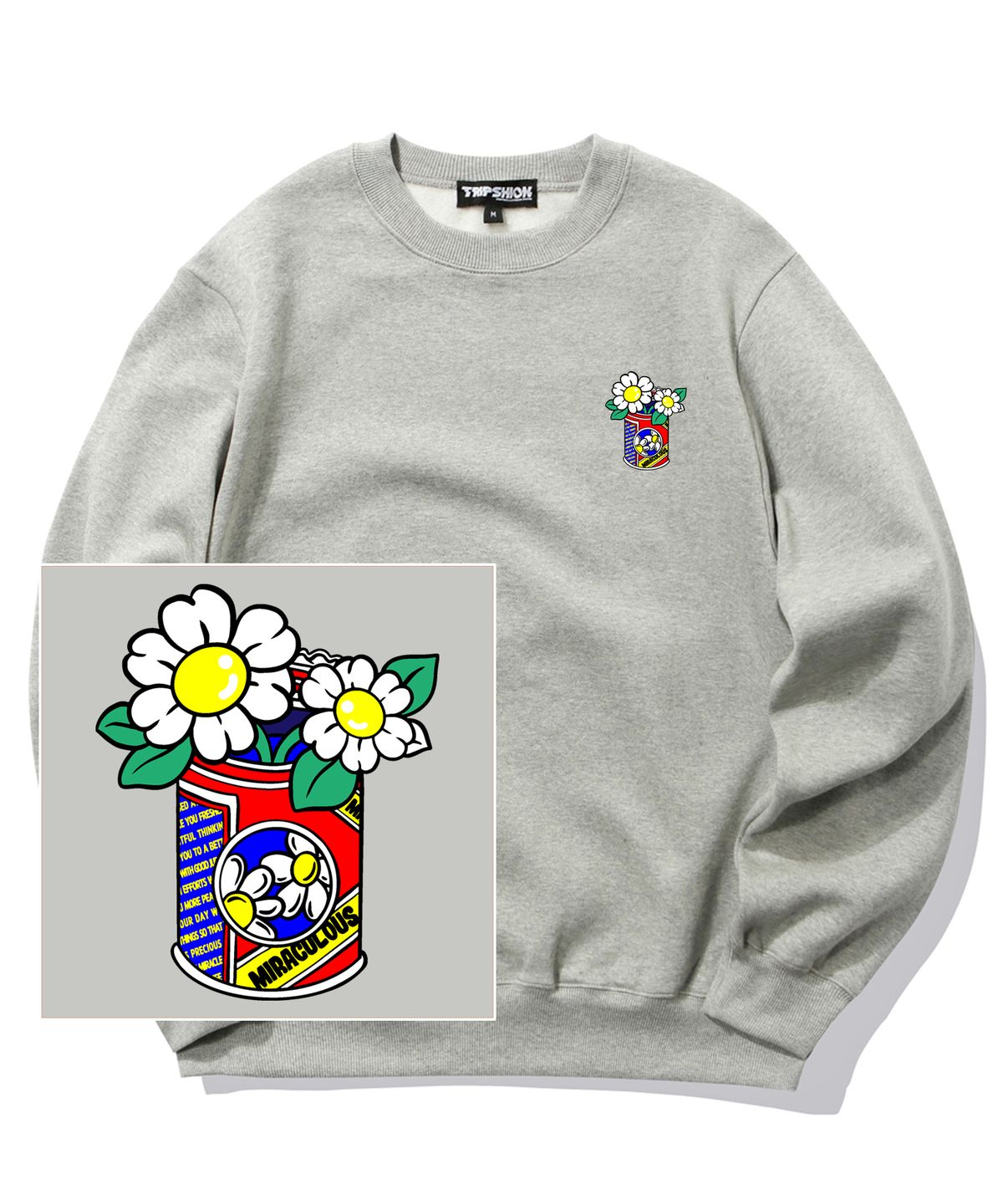 트립션(TRIPSHION) DAISY CAN VASE LOGO 크루넥 - 그레이