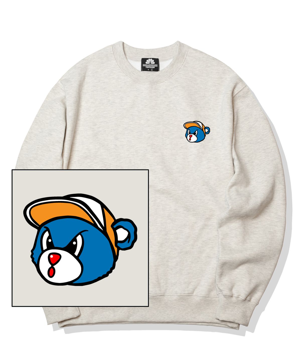 트립션(TRIPSHION) BLUE BEAR LOGO 크루넥 - 아이보리