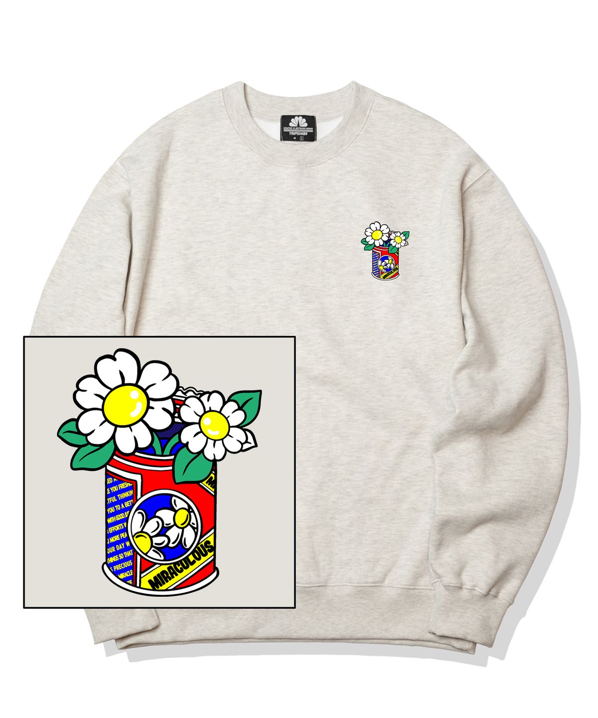 트립션(TRIPSHION) DAISY CAN VASE LOGO 크루넥 - 아이보리