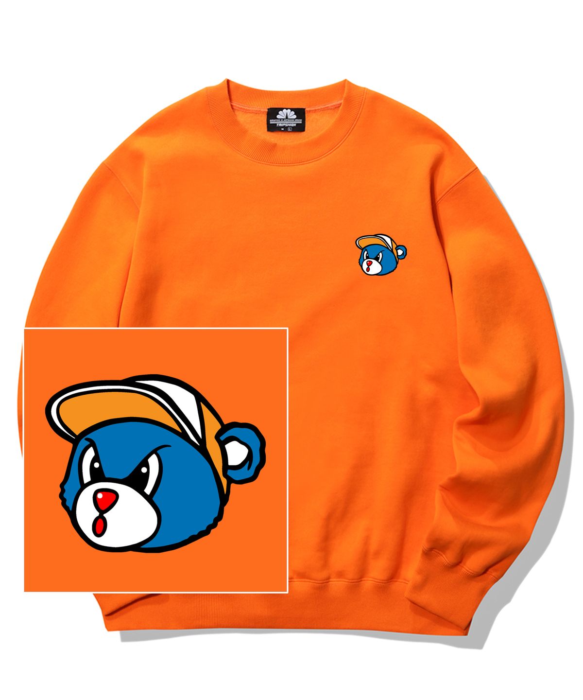 트립션(TRIPSHION) BLUE BEAR LOGO 크루넥 - 오렌지