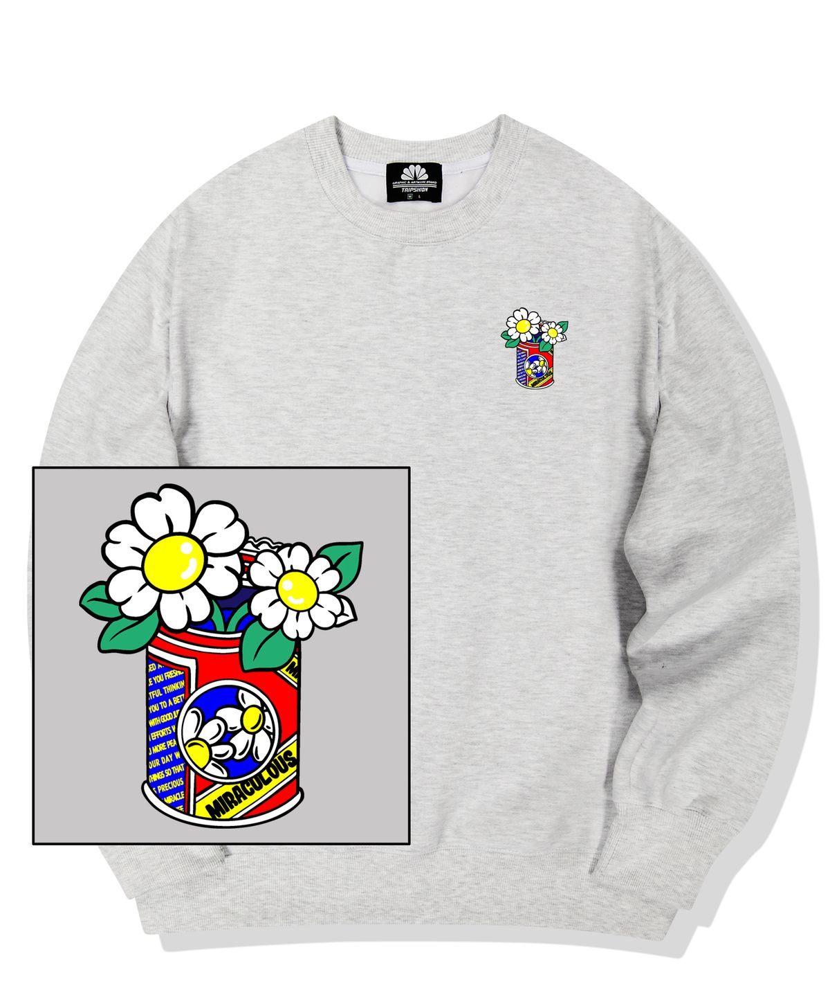 트립션(TRIPSHION) DAISY CAN VASE LOGO 크루넥 - 화이트