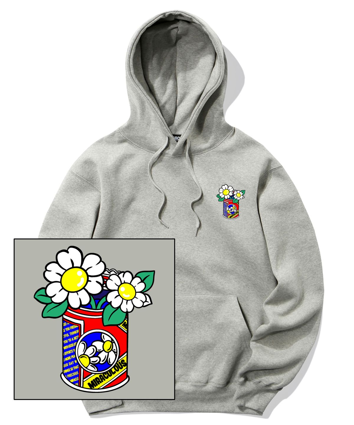 트립션(TRIPSHION) DAISY CAN VASE LOGO 후드티 - 그레이
