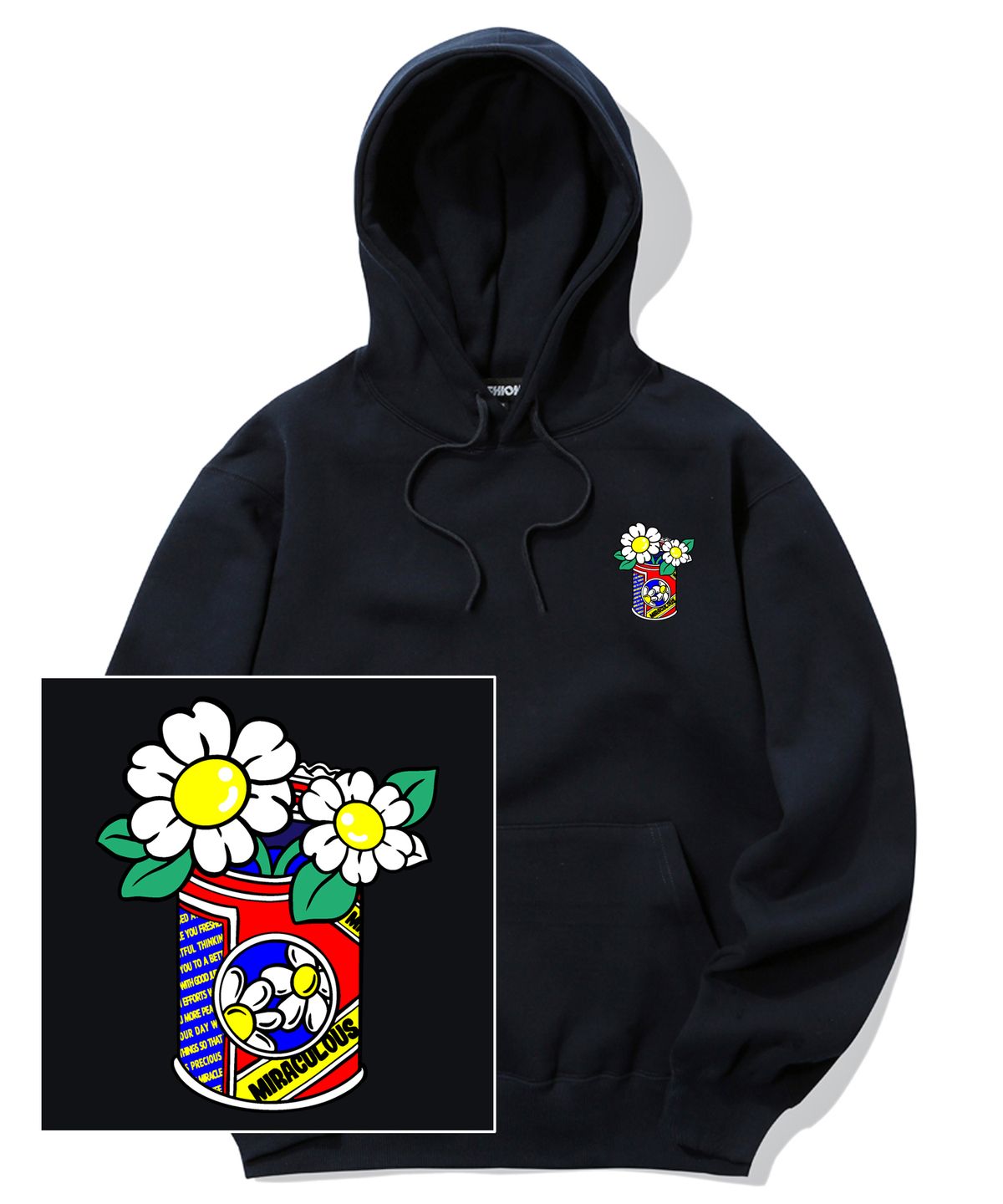트립션(TRIPSHION) DAISY CAN VASE LOGO 후드티 - 네이비