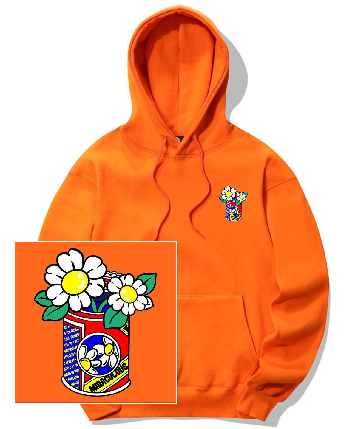트립션(TRIPSHION) DAISY CAN VASE LOGO 후드티 - 오렌지