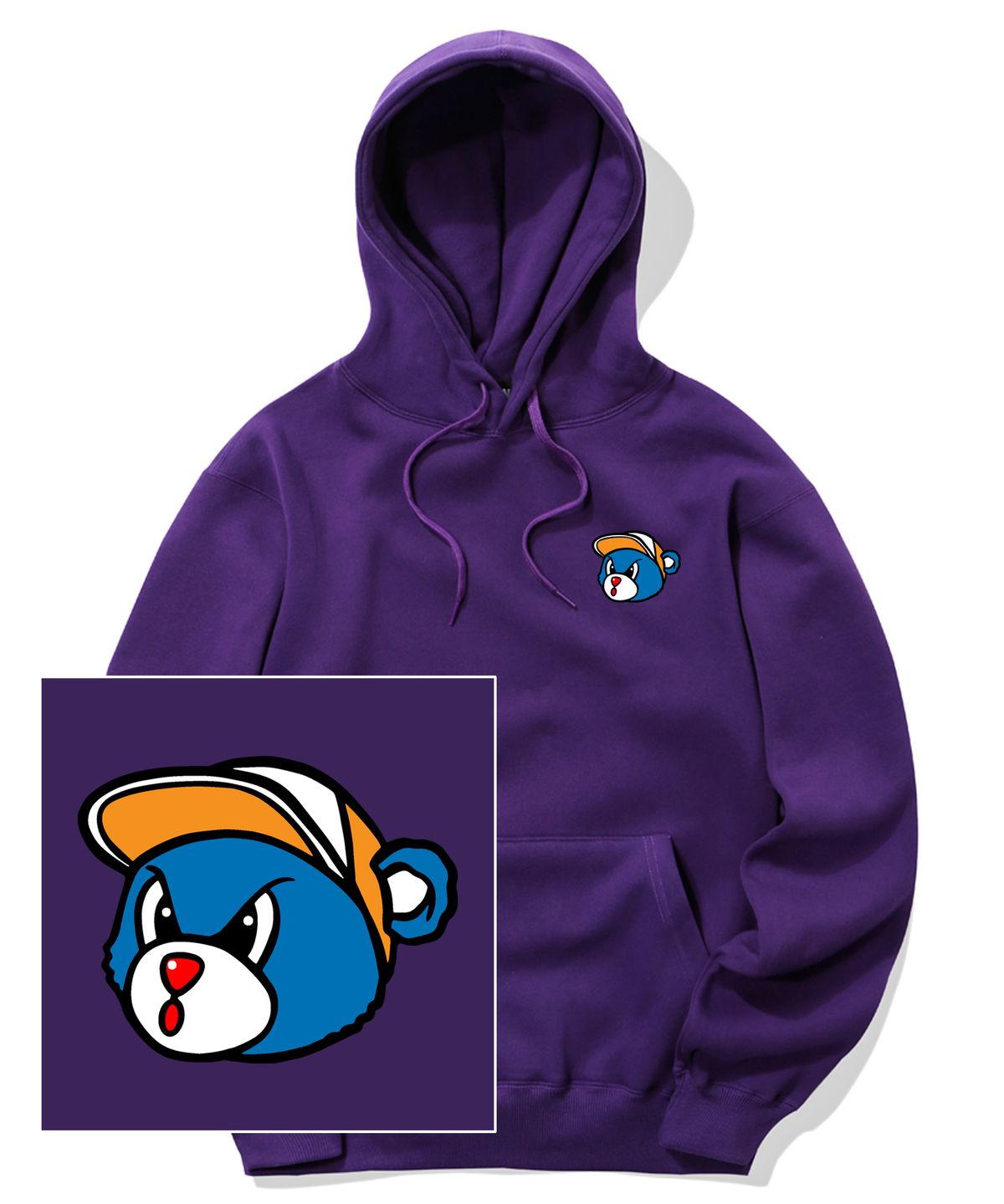 트립션(TRIPSHION) BLUE BEAR LOGO 후드티 - 퍼플