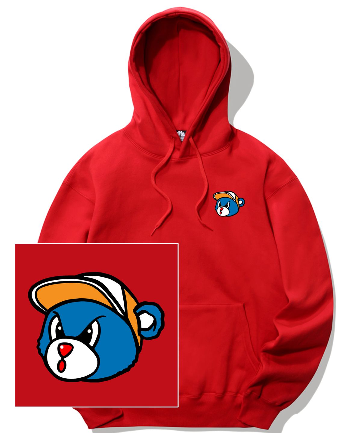 트립션(TRIPSHION) BLUE BEAR LOGO 후드티 - 레드